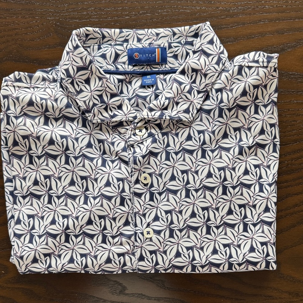 Stitch Navy and White  Men's Polo XL